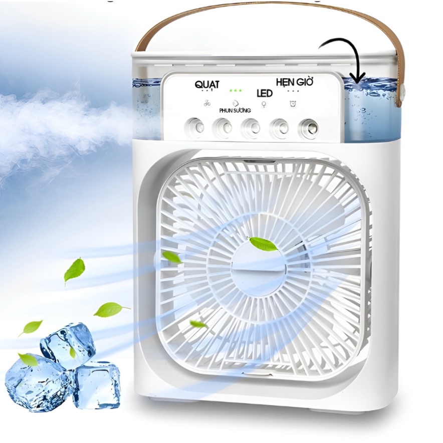 Quạt Điều Hòa Hơi Nước Mini 600ml , Quạt Phun Sương Tạo Ẩm Làm Mát Để Bàn