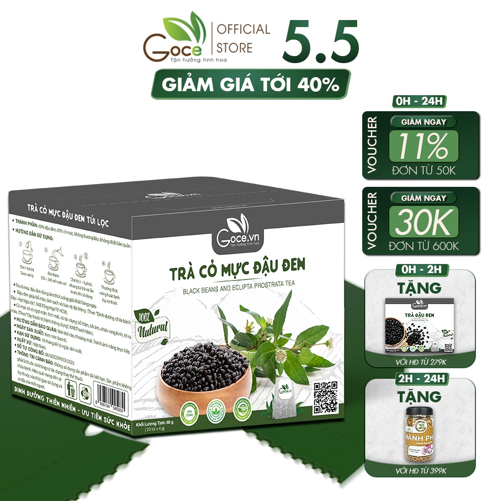 Trà cỏ mực đậu đen túi lọc Goce
