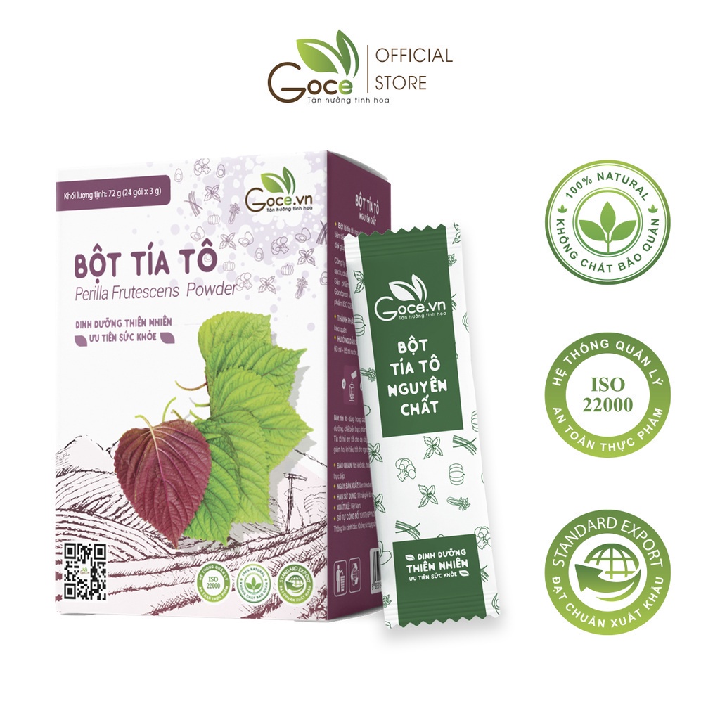 Bột tía tô nguyên chất Goce – 72g (24 gói x 3g)