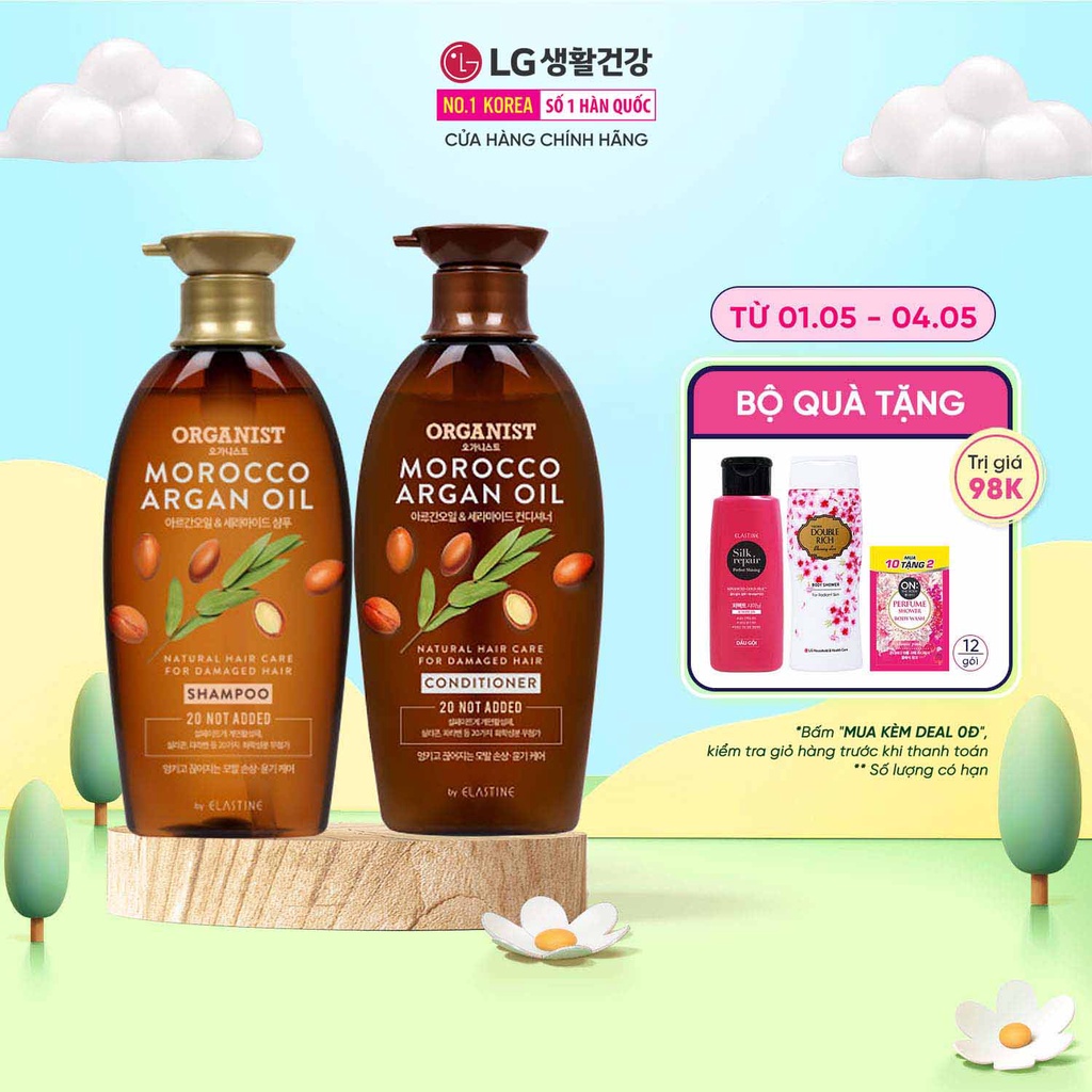 Bộ đôi Dầu gội và dầu xả nuôi dưỡng tóc Organist chiết xuất từ Morocco Argan