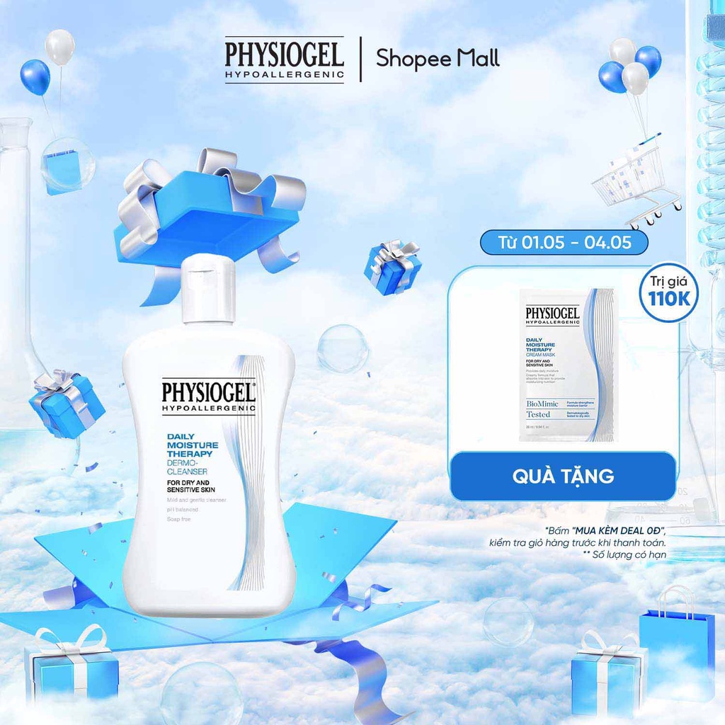 Sữa rửa mặt làm sạch dịu nhẹ Physiogel Daily Moisture Therapy Dermo dành cho da khô và da nhạy cảm 150ml