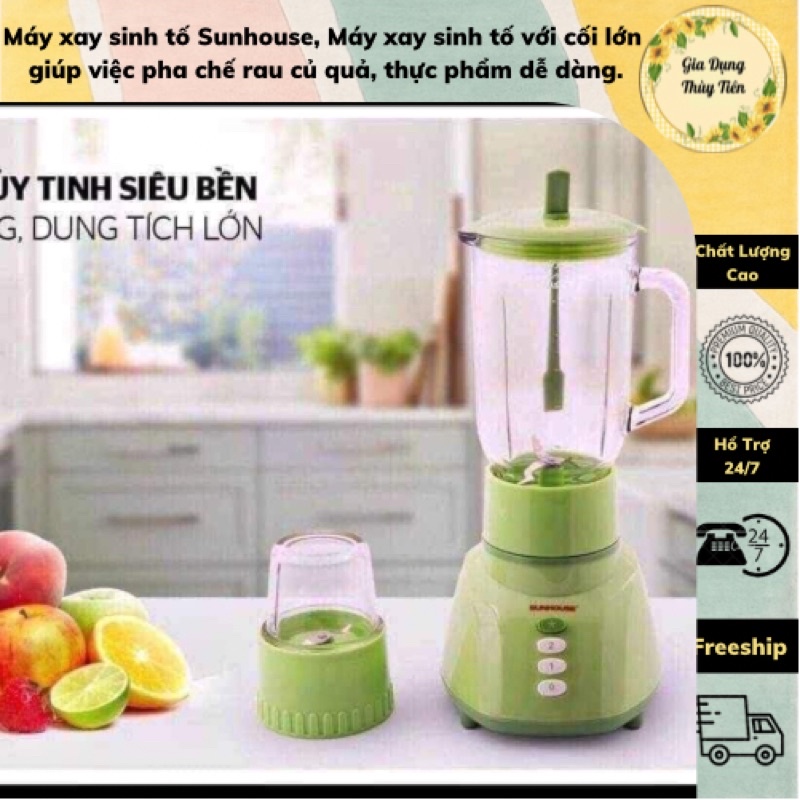 Máy xay sinh tố Sunhouse, Máy xay sinh tố với cối lớn giúp việc pha chế rau củ quả, thực phẩm dễ dàng.