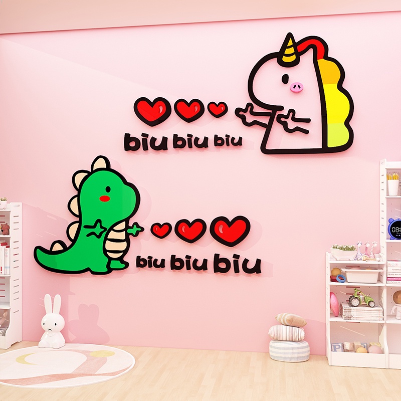 Miếng Dán Tường Trang Trí Phòng Ngủ Cho Bé Họa Tiết Chuyển Động Sáng Tạo