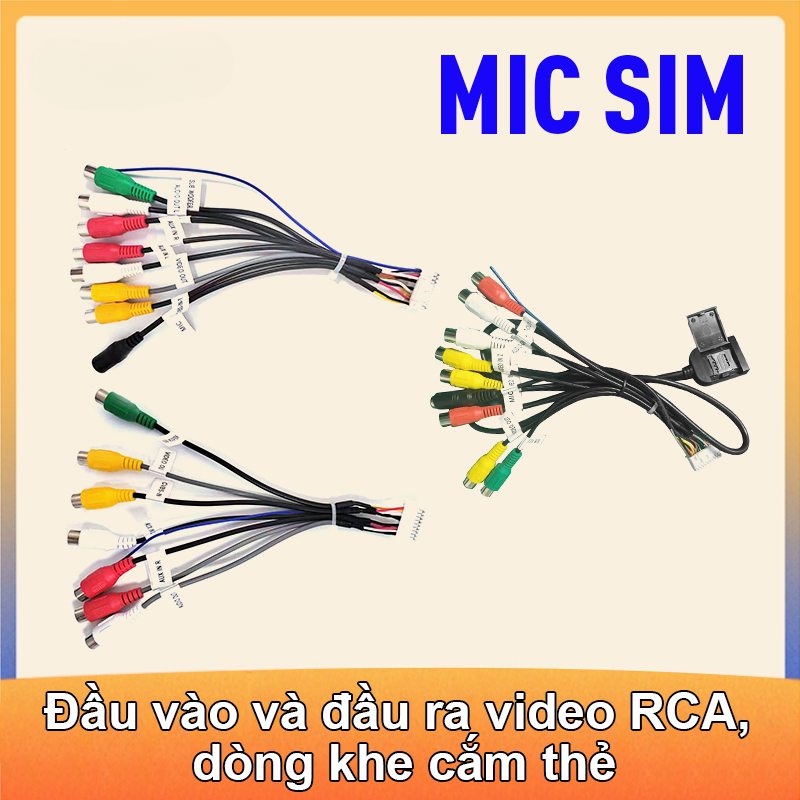 Cáp đầu vào và đầu ra video RCA với MIC với khe cắm thẻ SIM Cáp âm thanh/video/giắc cắm micrô cho giao diện Android 3.5m