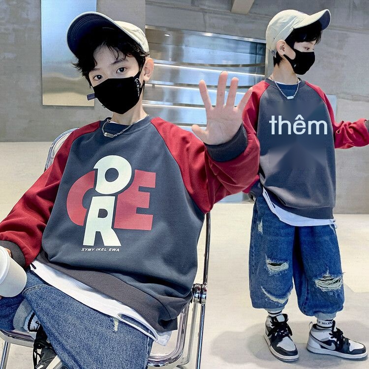 ☈✉Áo len bé trai mẫu xuân thu big boy đáy thun đẹp cổ tròn hợp thời trang quần trẻ em mùa mới 2023