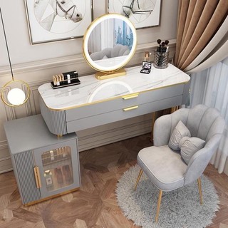 Bàn trang điểm kèm gương đèn Led cảm ứng 3 màu hiện đại, bàn phấn có tủ và ngăn kéo Bàn phấn hot 2023