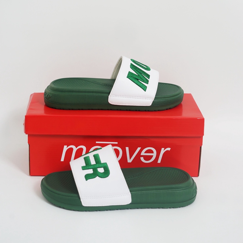 Dép quai ngang Logo thêu 3D chất lượng cao MOOVER dép Slipper Unisex đế cao êm chân chống thấm nước