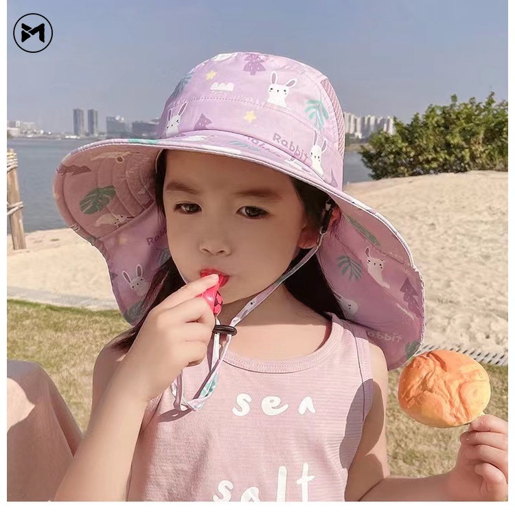 Mũ Vành Rộng Chống Tia UV Thời Trang Mùa Hè Dành Cho Bé 3-10 Tuổi