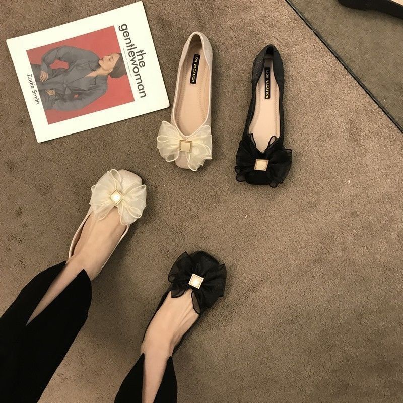 Giày Lười Da Mềm Đế Bằng Chống Trượt Thoáng Khí Thoải Mái