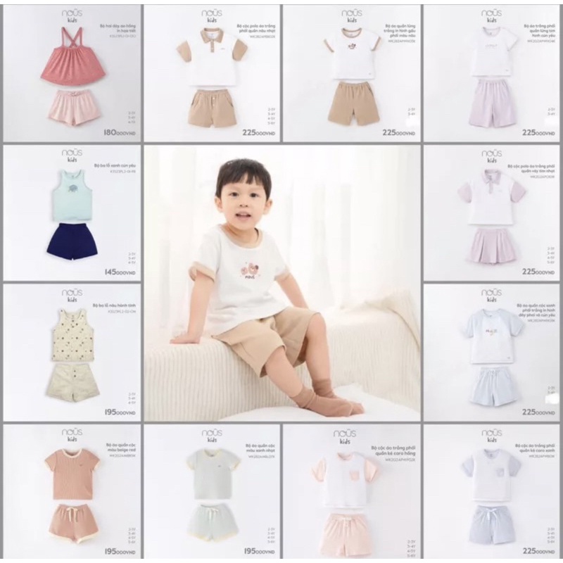 Bộ Kid cộc cho bé trai và bé gái 2-6Y