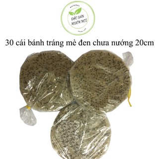 30 cái bánh tráng mè đen nước cốt dừa chưa nướng dài 20cm (combo 3 bịch - gồm 30 cái)
