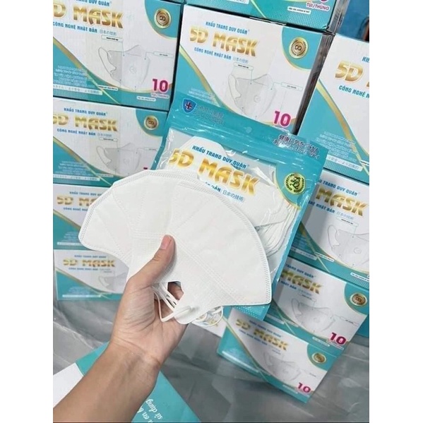 Khẩu trang 5D Mask Duy Quân kháng khuẩn chống bụi cao cấp thùng 100 chiếc