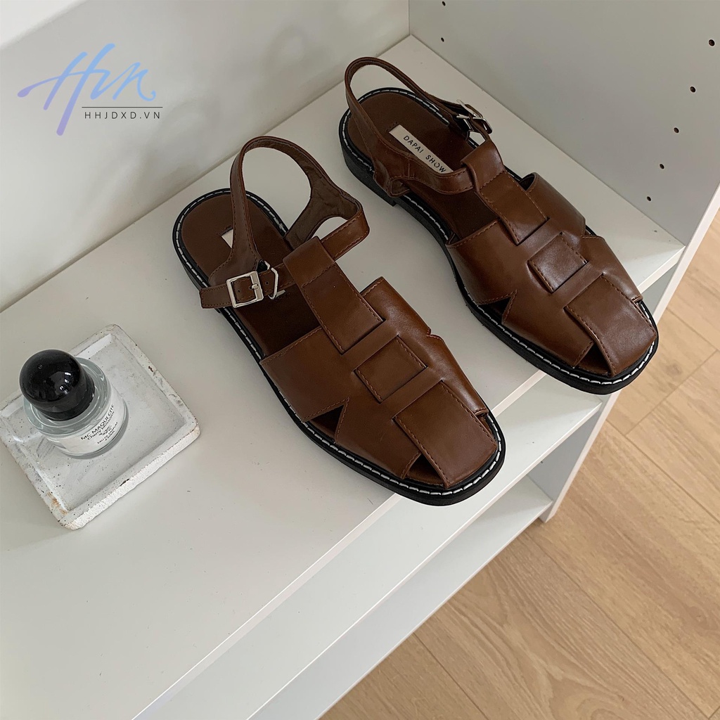 Giày Sandal Đế Mềm Dày Mũi Vuông Phong Cách Roman Thời Trang Mùa Hè 2021 Cho Nữ