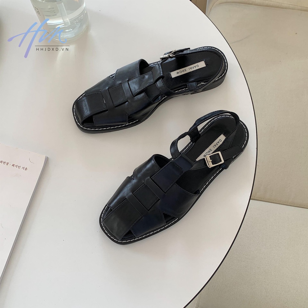 Giày Sandal Đế Mềm Dày Mũi Vuông Phong Cách Roman Thời Trang Mùa Hè 2021 Cho Nữ