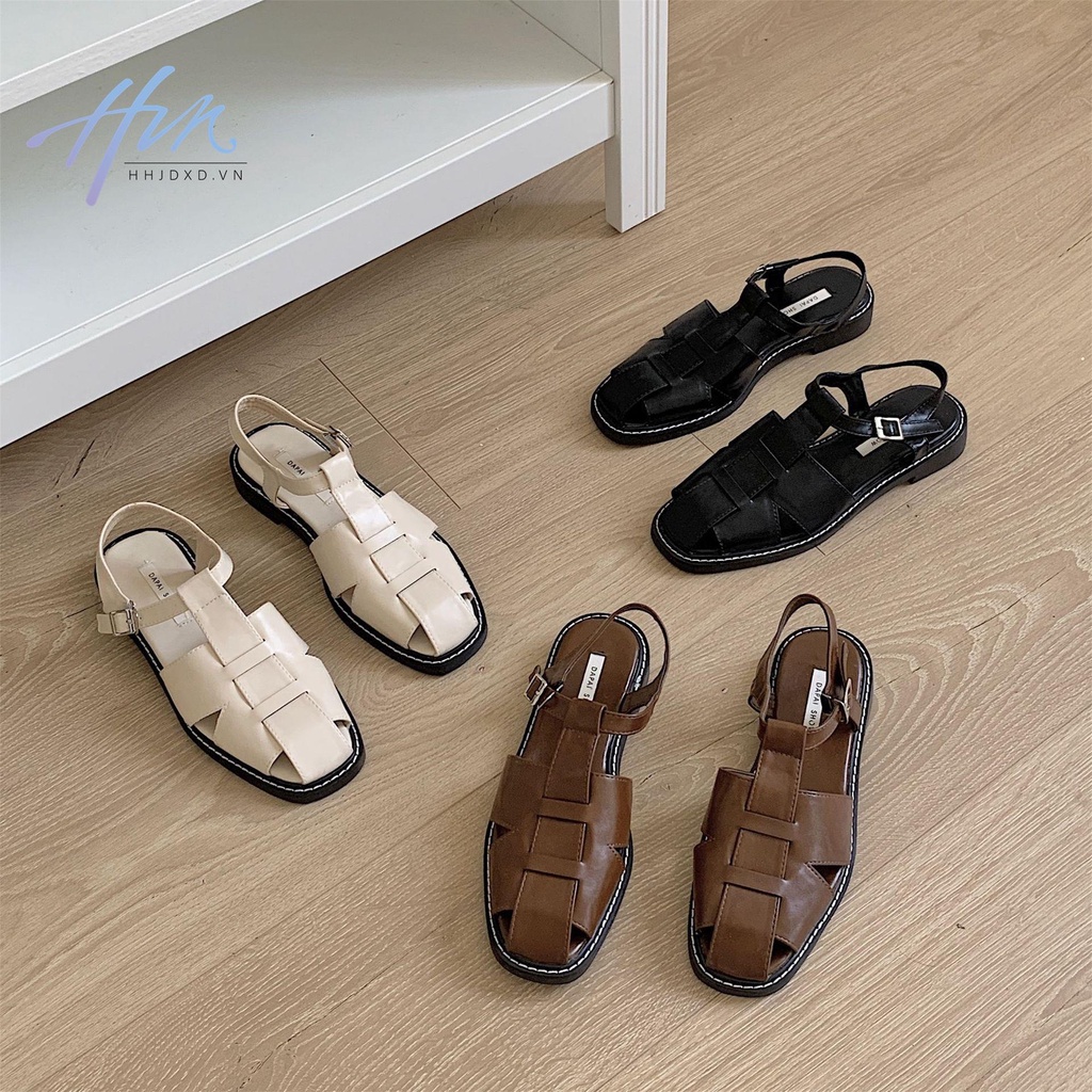 Giày Sandal Đế Mềm Dày Mũi Vuông Phong Cách Roman Thời Trang Mùa Hè 2021 Cho Nữ