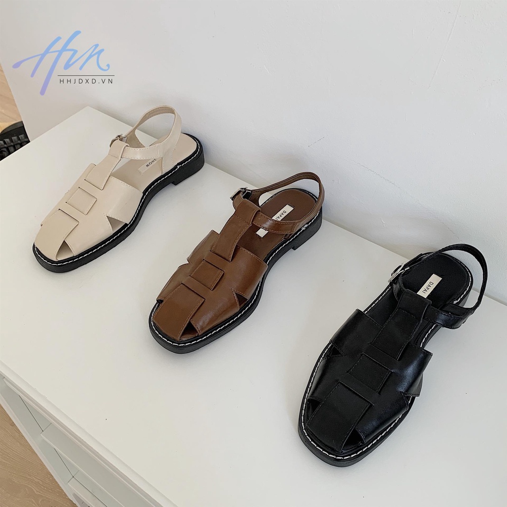 Giày Sandal Đế Mềm Dày Mũi Vuông Phong Cách Roman Thời Trang Mùa Hè 2021 Cho Nữ