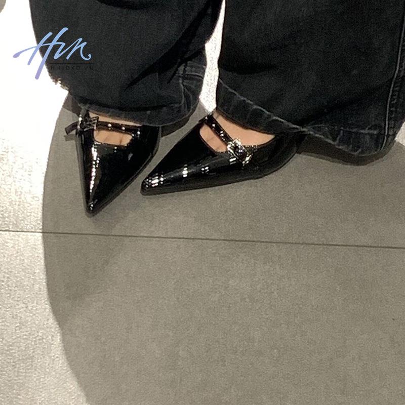 Sandal Cao Gót Hở Ngón Mũi Nhọn Màu Đen Phong Cách Thời Trang Mùa Hè 2023