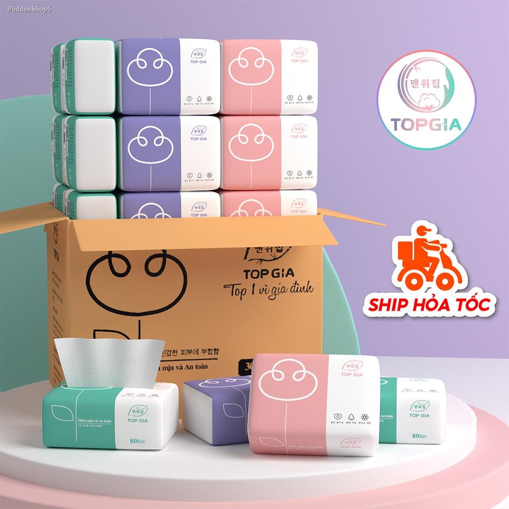 Giấy ăn rút Top Gia, thùng 30 gói/16 gói 4 lớp cao cấp tiện lợi