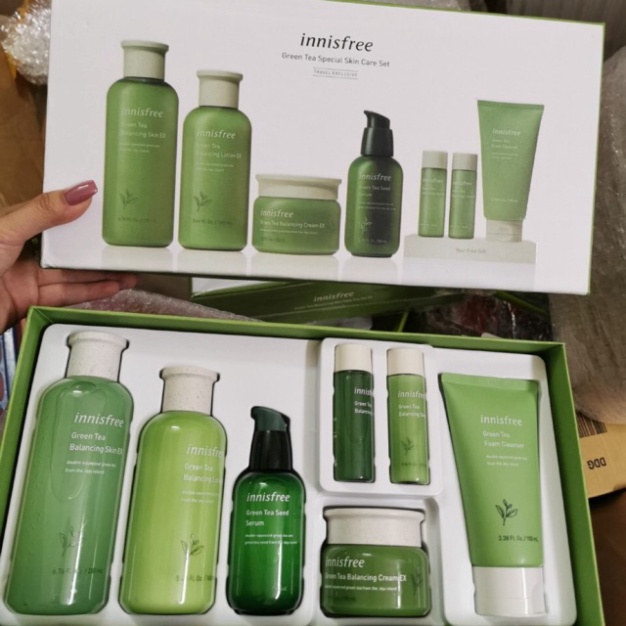 BỘ DƯỠNG TRÀ XANH 7 MÓN INNISFREE GREEN TEA BALANCING SPECIAL SKIN CARE EX .hot