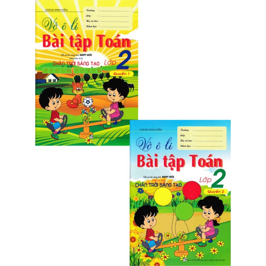 SÁCH - combo vở ô li bài tập toán lớp 2 (dùng kèm sgk chân trời sáng tạo) (bộ 2 cuốn)