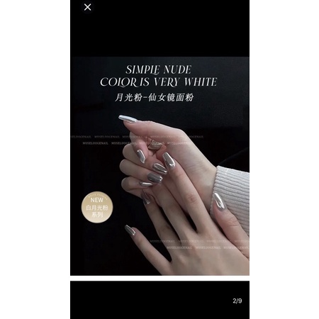 CiCin Nailbox / Móng úp Tráng Gương Trắng Ánh Bạc (KH vui lòng đọc kỹ mô tả)