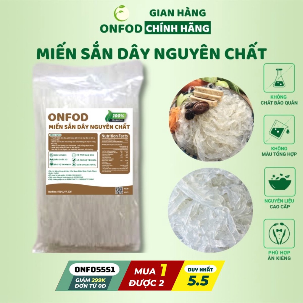 Miến sắn dây hữu cơ nguyên chất ONFOD ăn kiêng giảm cân cho người tiểu đường, yoga, gym, mẹ bầu, bé ăn dặm 200g
