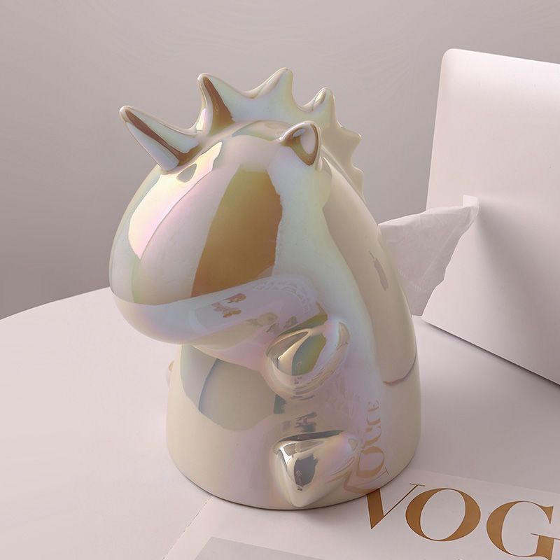 Hộp Đựng Khăn Giấy Bằng Sứ Hình Kỳ Lân Dễ Thương Sang Trọng Trang Trí Phòng Khách