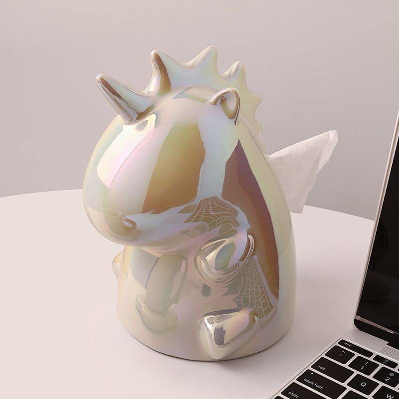 Hộp Đựng Khăn Giấy Bằng Sứ Hình Kỳ Lân Dễ Thương Sang Trọng Trang Trí Phòng Khách