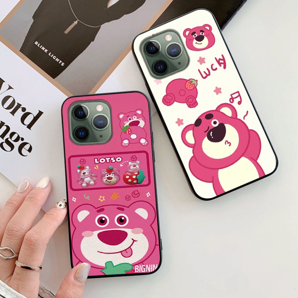Ốp lưng điện thoại Iphone 11 Pro/ ip 11 Pro max 12 / 12 pro hình gấu dâu cute siêu dễ thương mẫu mới 2023