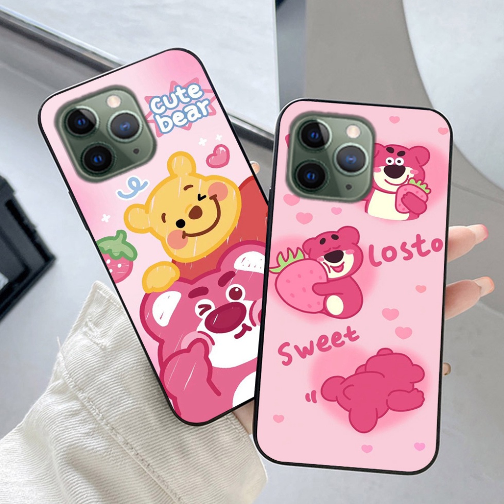 Ốp lưng điện thoại Iphone 11 Pro/ ip 11 Pro max 12 / 12 pro hình gấu dâu cute siêu dễ thương mẫu mới 2023