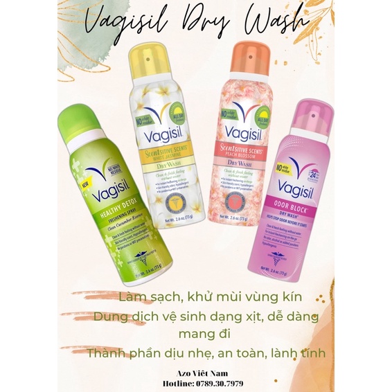 Xịt thơm phụ khoa siêu khử mùi, kháng khuẩn - Vệ sinh khô vùng kín Vagisil