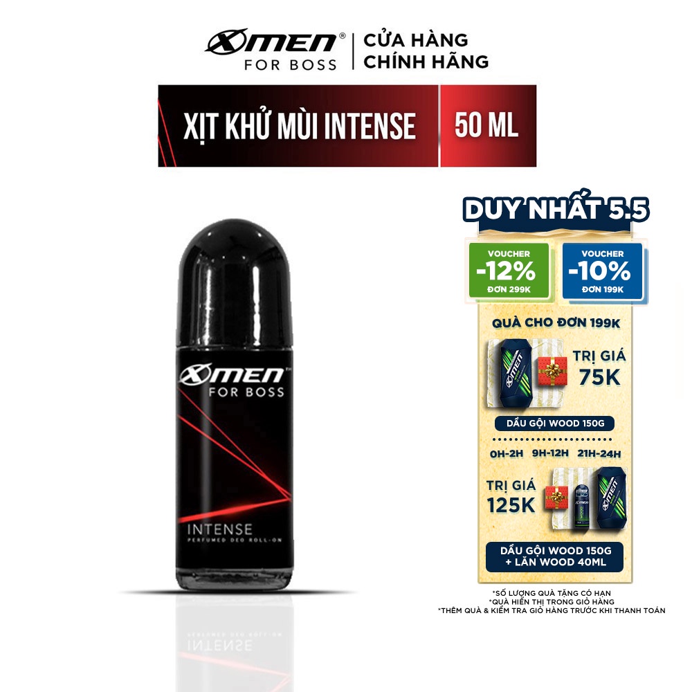 [Mã COSMC42 - 8% đơn 250K] Lăn khử mùi X-Men For Boss Intense - Mùi hương trầm đầy nội lực 50ml