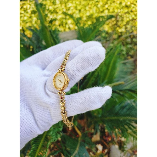 Đồng hồ Alba Seiko lắc nữ Nhật Bản, size 17mm, hình thức đẹp 95%, dây khóa zin thép không rỉ, cam kết hàng chính hãng