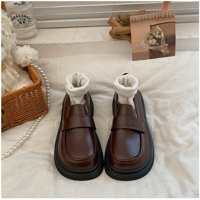 Giày Lười Da Mềm Đế Bằng Thoải Mái Thời Trang Mùa Xuân Theo Phong Cách Anh