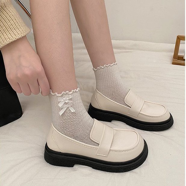 Giày Lười Da Mềm Đế Bằng Thoải Mái Thời Trang Mùa Xuân Theo Phong Cách Anh