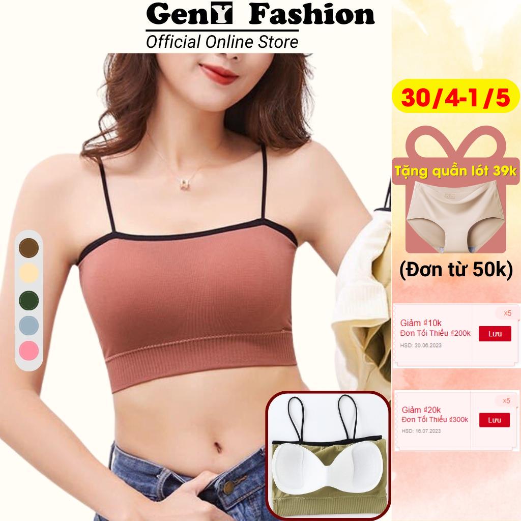 Áo bra hai dây nữ có mút ngực chất vải gân tăm co giãn thoáng khí tốt mặc thoải mái GenY Fashion