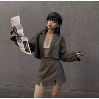 Làmin - áo blazer xanh rêu