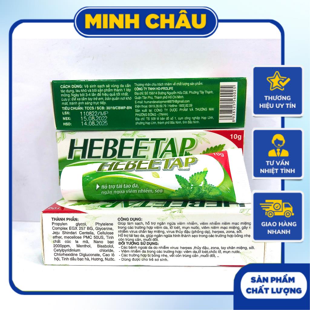 Kem Bôi Da HEBEETAP Tuýp 10g - Hỗ Trợ Tái Tạo Da, Ngăn Ngừa Viêm Nhiễm