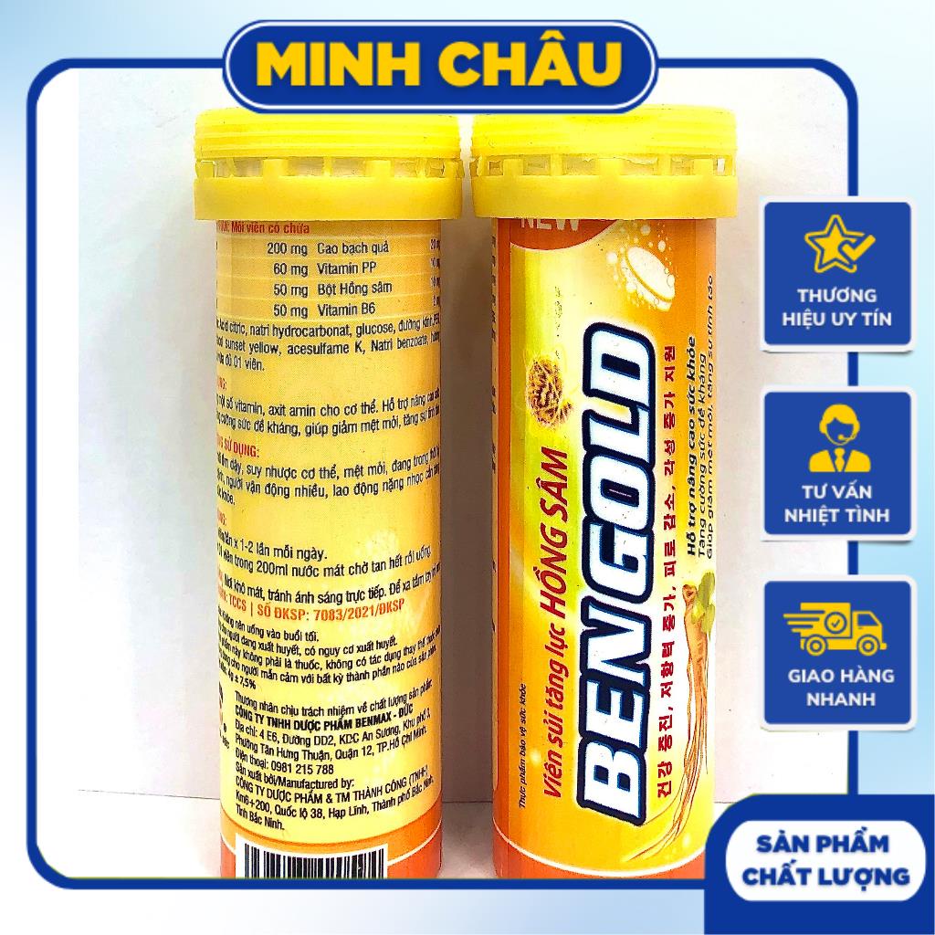Viên sủi tăng lực HỒNG SÂM -BEN GOLD Tuýp 10 Viên – Bổ Sung Vitamin Và Dưỡng Chất