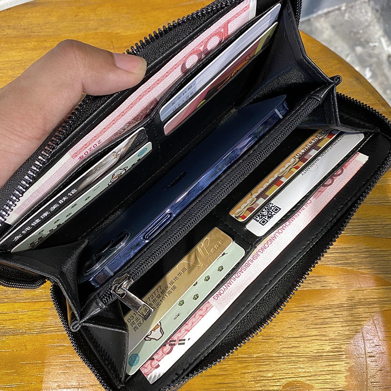 Ví Dài Cầm Tay Họa Tiết Kẻ Ô Vuông Có Ngăn Đựng Thẻ Thời Trang Mới 2021 Cho Nam
