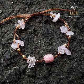 Vòng tay Blossom Branch - đá đào hoa phối thạch anh hồng