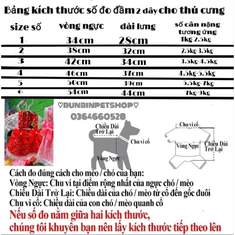 Đầm thiết kế 2 dây dành cho chó mèo thú cưng