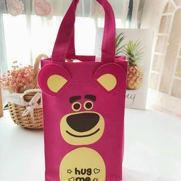 Túi nhựa đựng ly giữ nhiệt hình gấu hồng cute