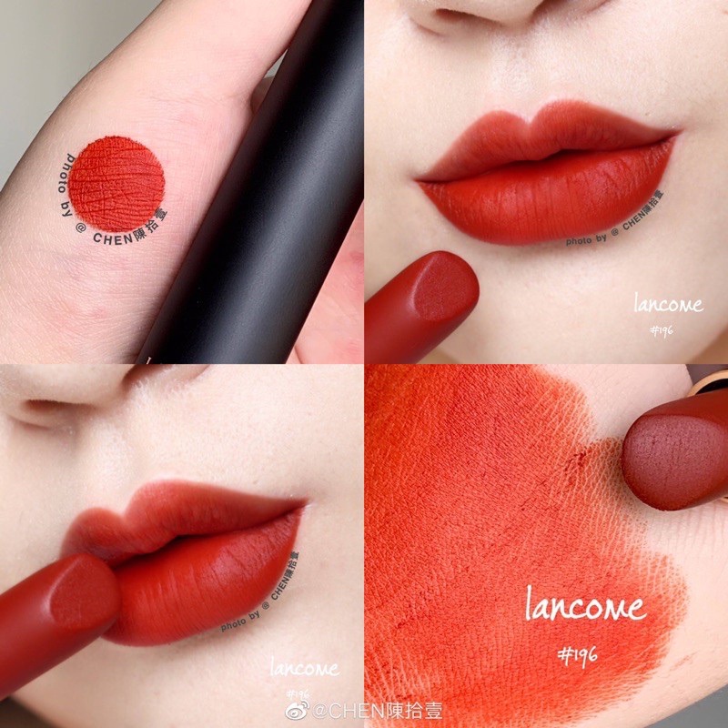 Son Lancome mini mầu 196 đỏ cam cháy và 888 mầu đỏ rượu