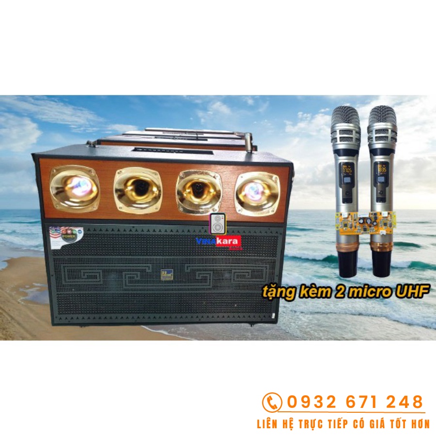 Loa kéo Di Động ADX 8888 PRO - 4 Tấc Đôi 2 Bass 40 + 4 Trelb Cao Cấp, Âm Thanh Hay, Kèm 2 Micro Kim Loại UHF