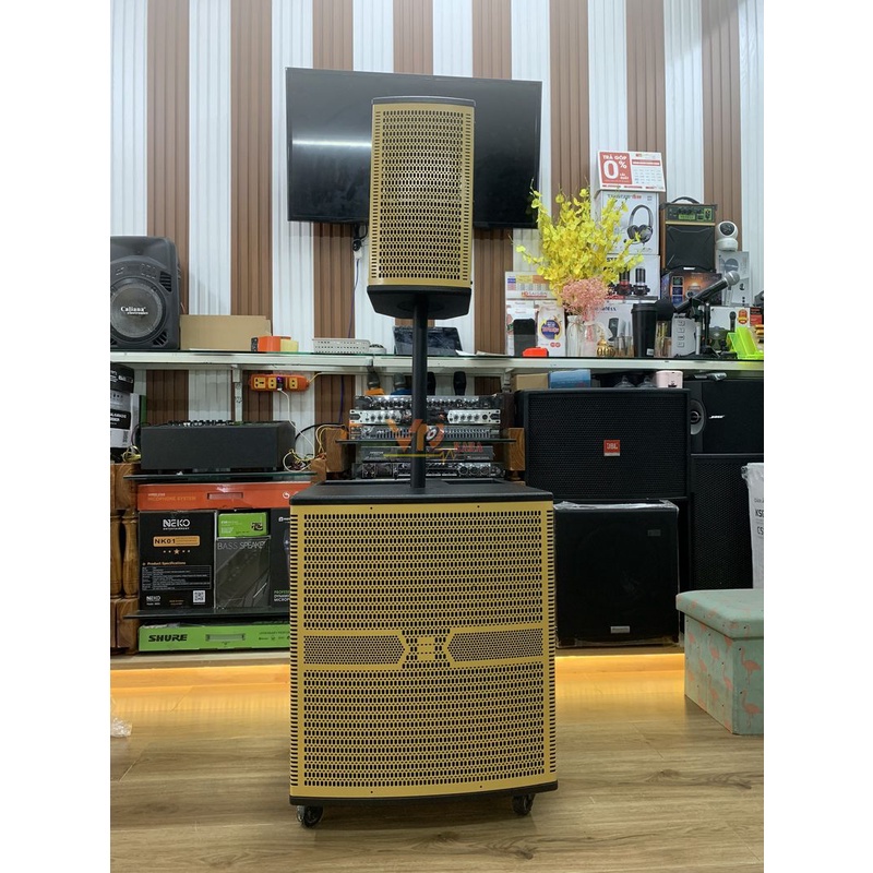 Vỏ loa kéo đơn cột 40.1 bass 40cm, 1 loa trung 16cm, 1 treble