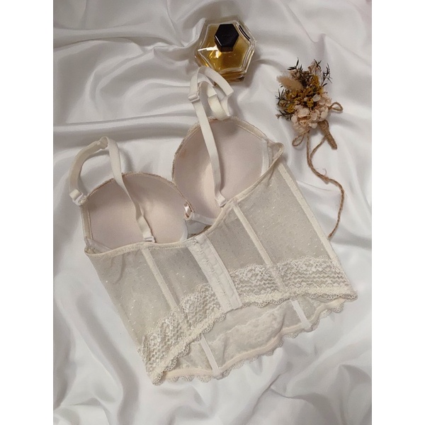 Áo corset trắng ren lưới 2hand