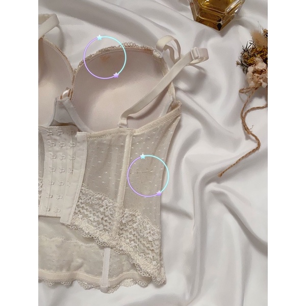 Áo corset trắng ren lưới 2hand