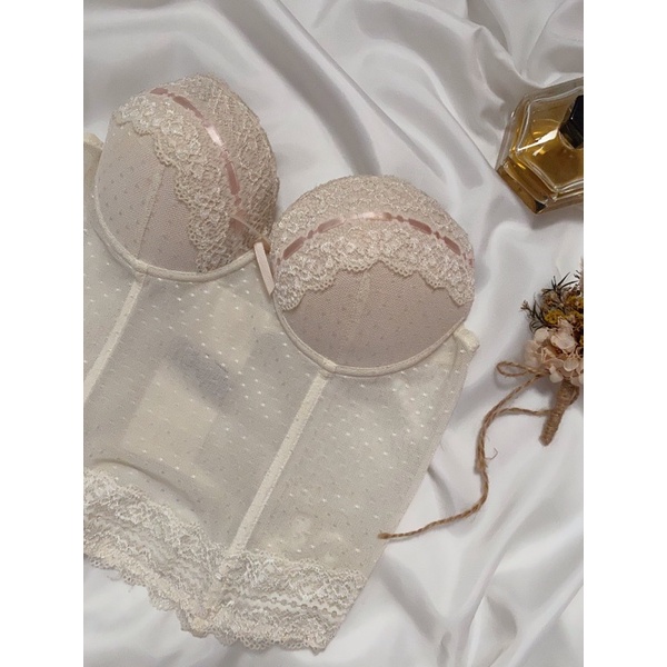 Áo corset trắng ren lưới 2hand