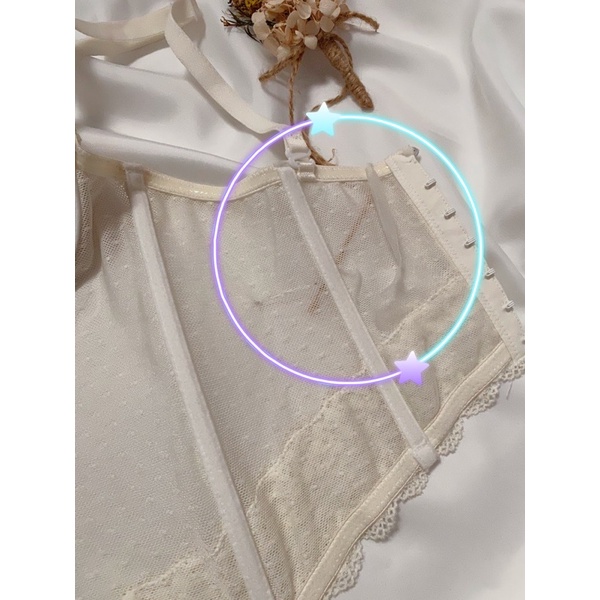 Áo corset trắng ren lưới 2hand